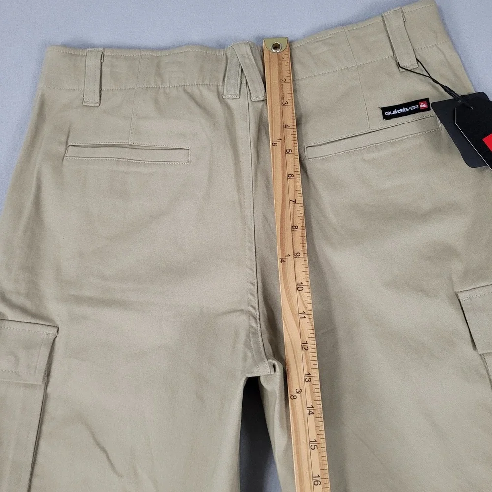 Quiksilver‎ Cargo Shorts Mens Size 30 Beige Khaki Twill Snap Buttons 8.5
